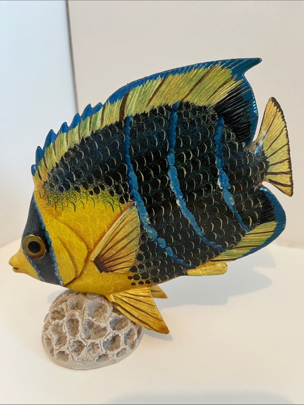 Yellow & Blue Angelfish Aquarium Decor - Brand Unknown